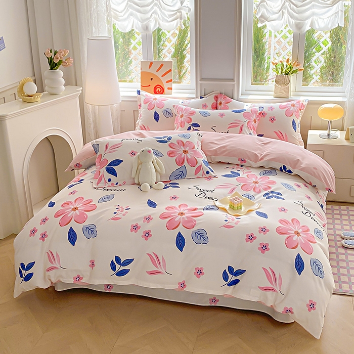 91家纺网 家纺一手货源 找家纺 禧安居 2025新款高支高密活性印染全棉印花四件套全棉四件套三件套被套（支持定制尺寸） 花晨月汐