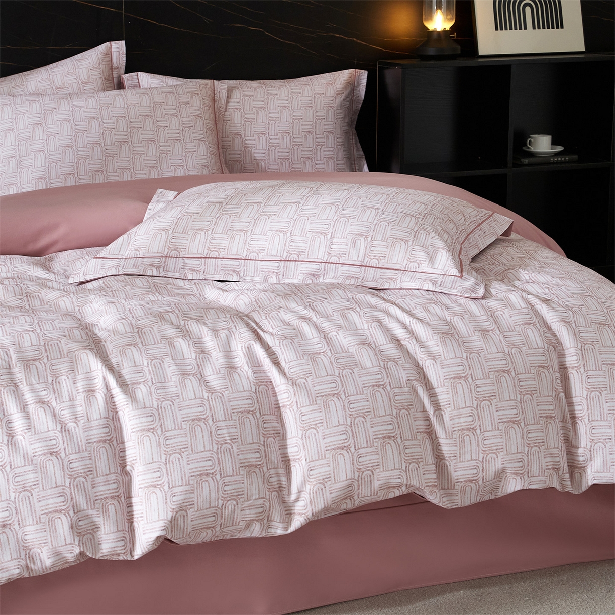 91家纺网 家纺一手货源 找家纺 曼秀琳 2025秋冬新款32支超柔生态磨毛四件套 浅行-豆沙