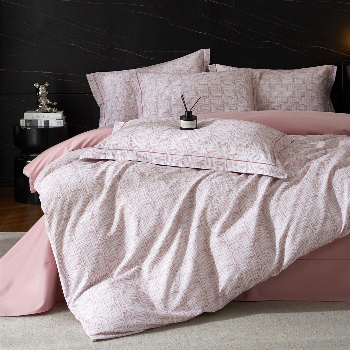 91家纺网 家纺一手货源 找家纺 曼秀琳 2025秋冬新款32支超柔生态磨毛四件套 浅行-豆沙