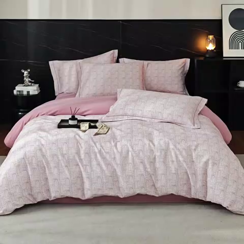 91家纺网 家纺一手货源 找家纺 曼秀琳 2025秋冬新款32支超柔生态磨毛四件套 浅行-豆沙