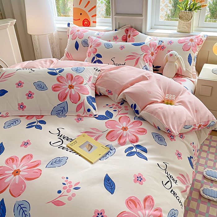 91家纺网 家纺一手货源 找家纺 禧安居 2025新款高支高密活性印染全棉印花四件套全棉四件套三件套被套（支持定制尺寸） 花晨月汐