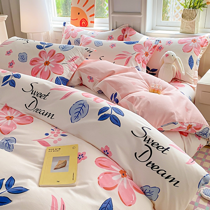 91家纺网 家纺一手货源 找家纺 禧安居 2025新款高支高密活性印染全棉印花四件套全棉四件套三件套被套（支持定制尺寸） 花晨月汐