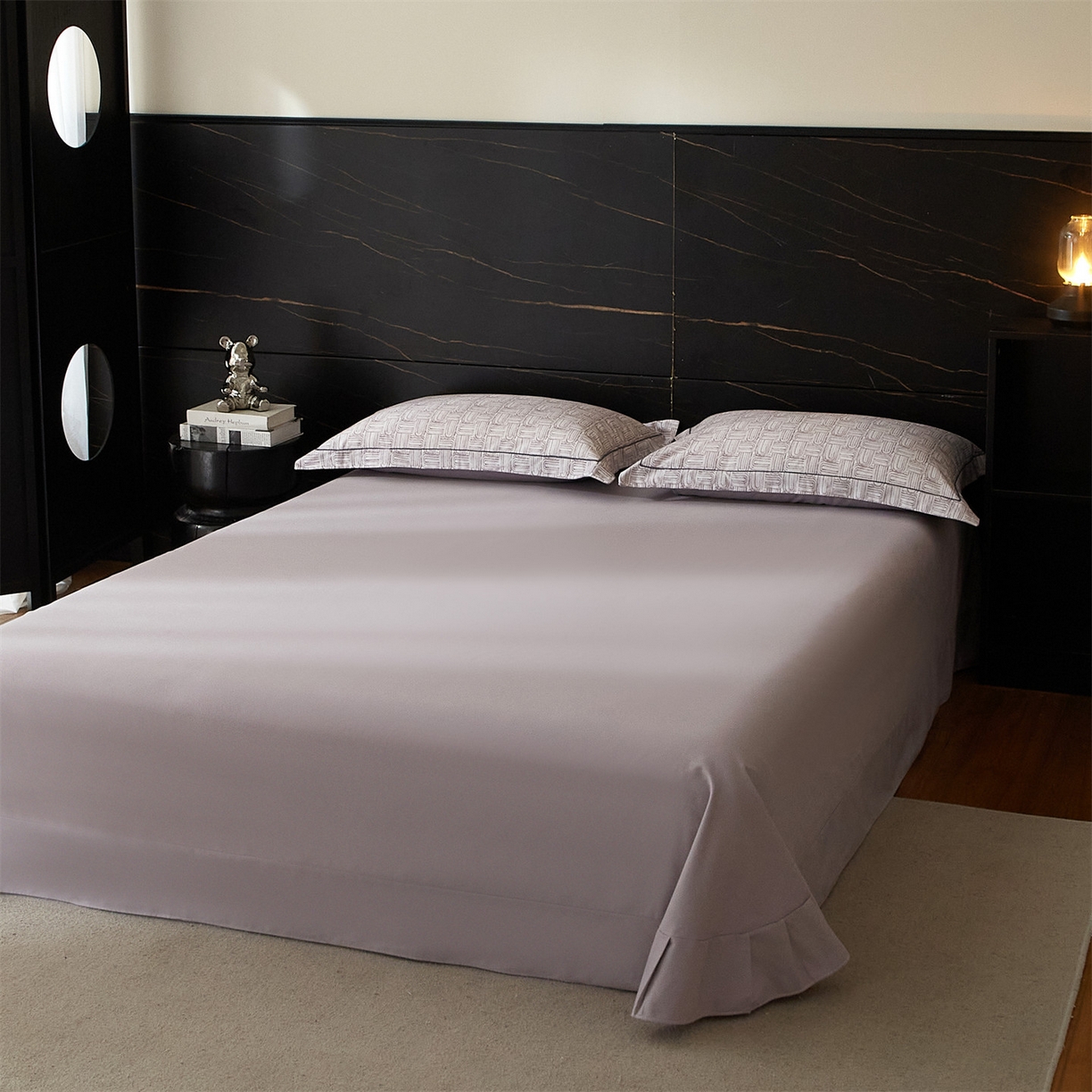 91家纺网 家纺一手货源 找家纺 曼秀琳 2025秋冬新款32支超柔生态磨毛四件套 浅行-紫