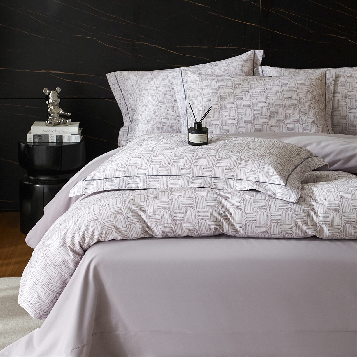 91家纺网 家纺一手货源 找家纺 曼秀琳 2025秋冬新款32支超柔生态磨毛四件套 浅行-紫