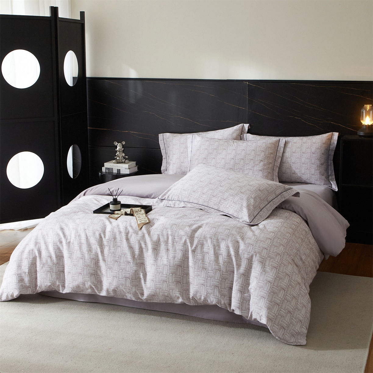 91家纺网 家纺一手货源 找家纺 曼秀琳 2025秋冬新款32支超柔生态磨毛四件套 浅行-紫