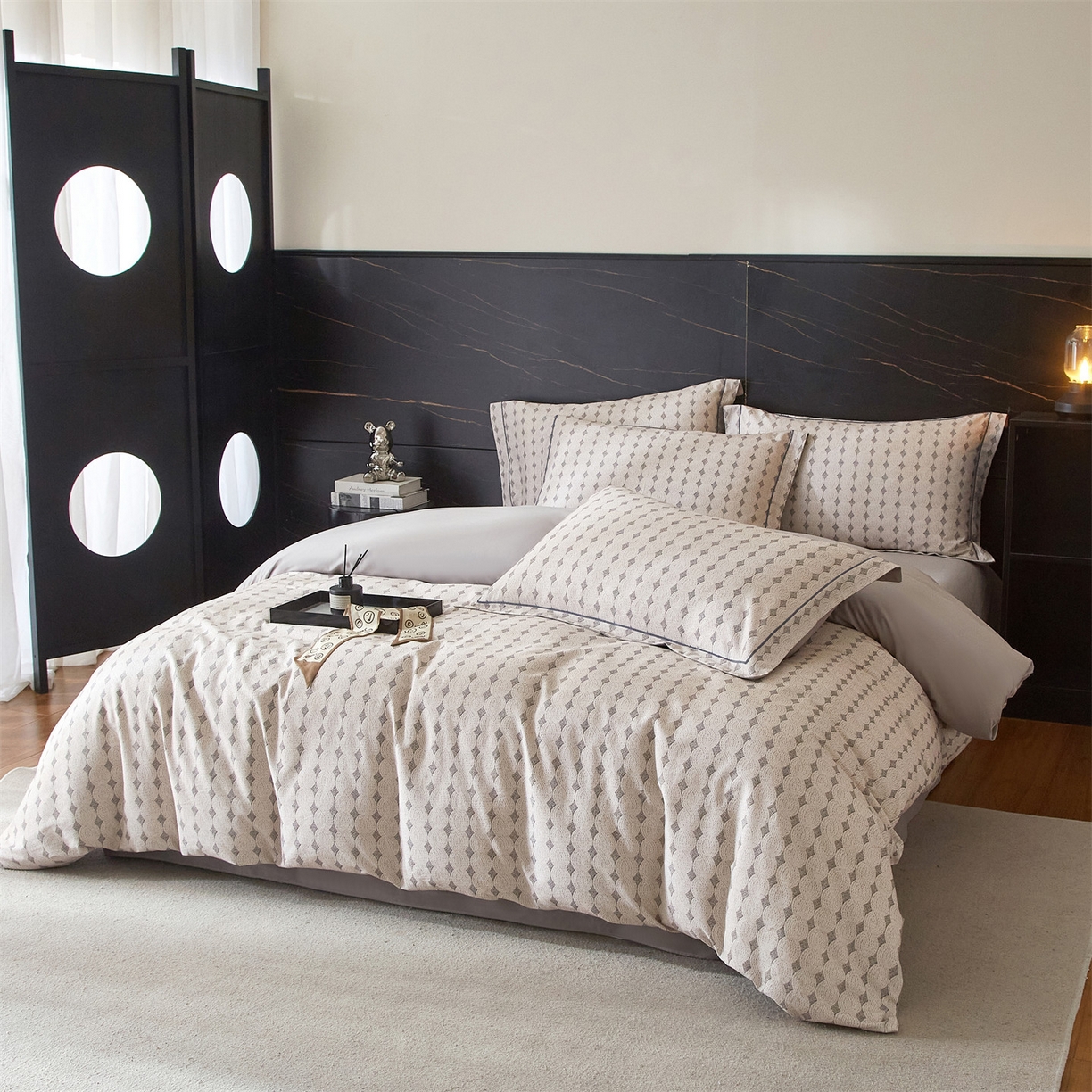 91家纺网 家纺一手货源 找家纺 曼秀琳 2025秋冬新款32支超柔生态磨毛四件套 拾光-灰