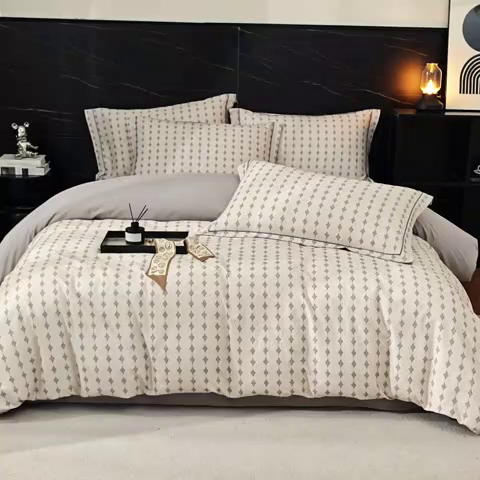 91家纺网 家纺一手货源 找家纺 曼秀琳 2025秋冬新款32支超柔生态磨毛四件套 拾光-灰