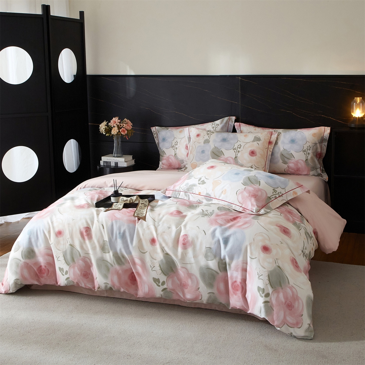 91家纺网 家纺一手货源 找家纺 曼秀琳 2025秋冬新款32支超柔生态磨毛四件套 桃汐-粉