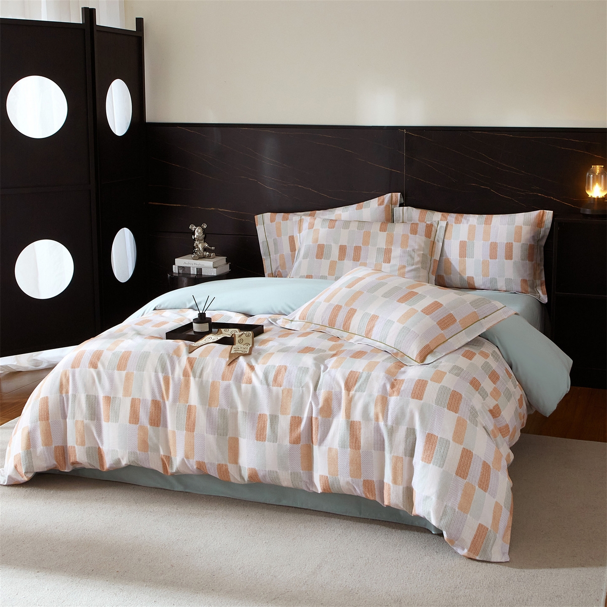 91家纺网 家纺一手货源 找家纺 曼秀琳 2025秋冬新款32支超柔生态磨毛四件套 闲偶-绿