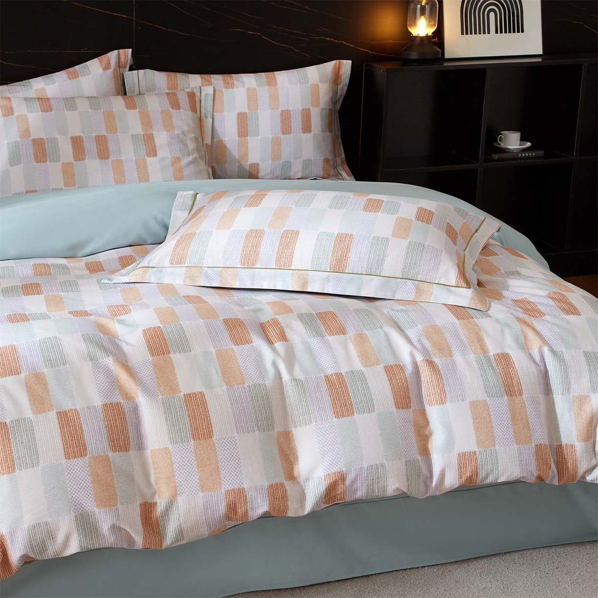 91家纺网 家纺一手货源 找家纺 曼秀琳 2025秋冬新款32支超柔生态磨毛四件套 闲偶-绿