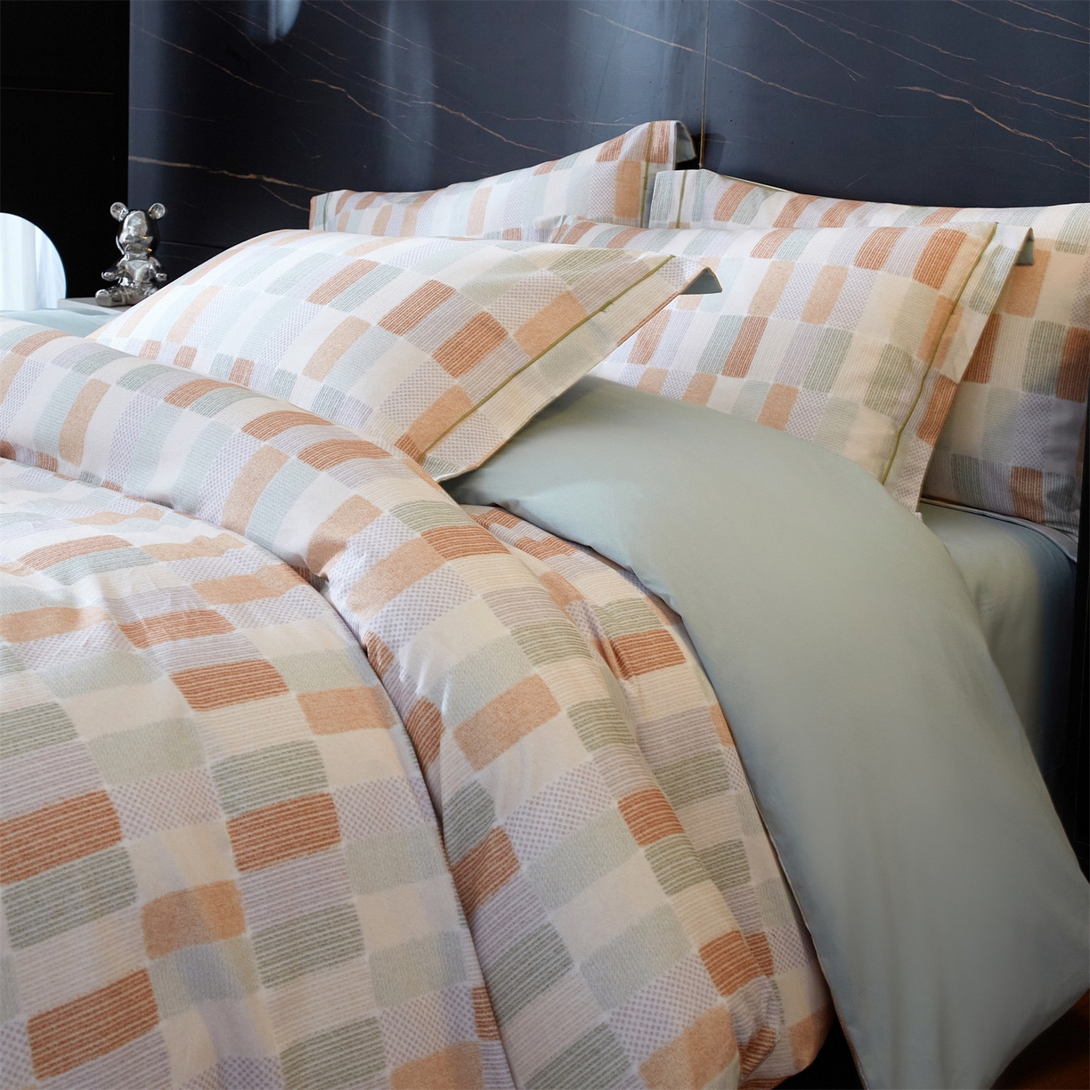 91家纺网 家纺一手货源 找家纺 曼秀琳 2025秋冬新款32支超柔生态磨毛四件套 闲偶-绿