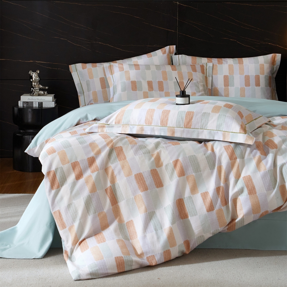 91家纺网 家纺一手货源 找家纺 曼秀琳 2025秋冬新款32支超柔生态磨毛四件套 闲偶-绿