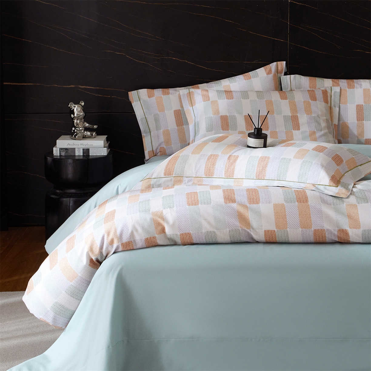 91家纺网 家纺一手货源 找家纺 曼秀琳 2025秋冬新款32支超柔生态磨毛四件套 闲偶-绿