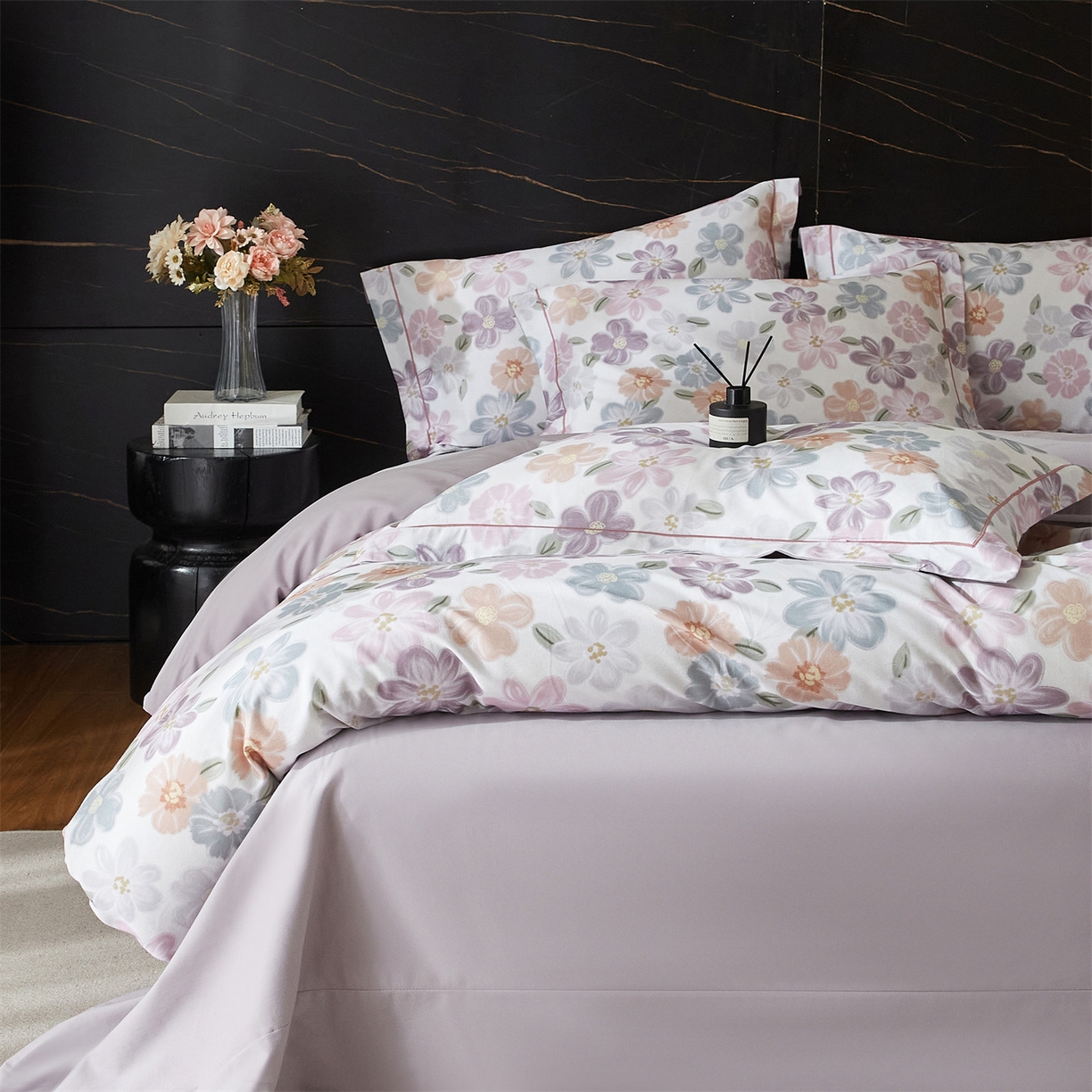 91家纺网 家纺一手货源 找家纺 曼秀琳 2025秋冬新款32支超柔生态磨毛四件套 忆甜-米紫