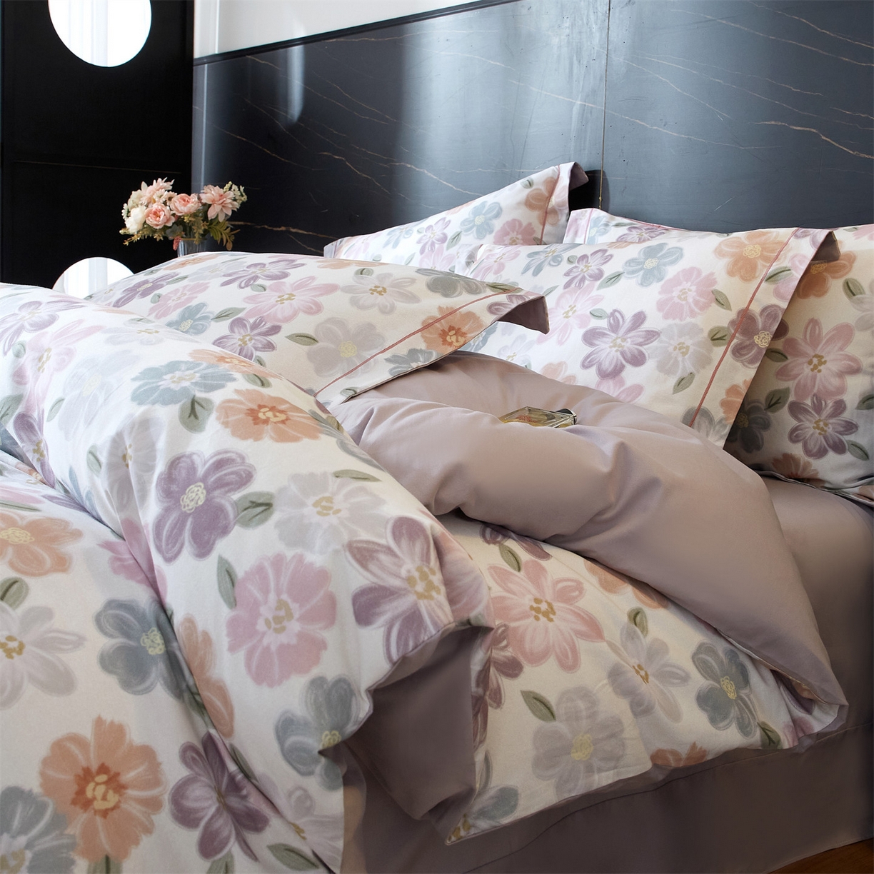 91家纺网 家纺一手货源 找家纺 曼秀琳 2025秋冬新款32支超柔生态磨毛四件套 忆甜-米紫