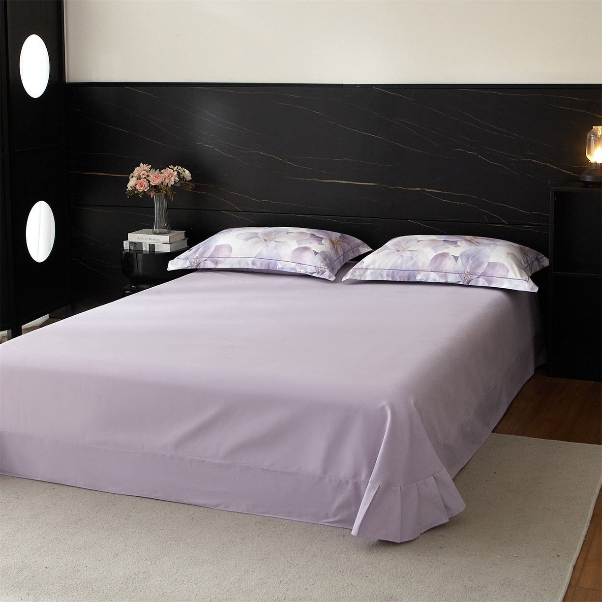 91家纺网 家纺一手货源 找家纺 曼秀琳 2025秋冬新款32支超柔生态磨毛四件套 郁郁幽兰-紫