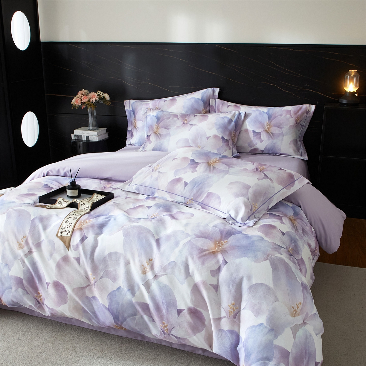 曼秀琳 2025秋冬新款32支超柔生态磨毛四件套 郁郁幽兰-紫