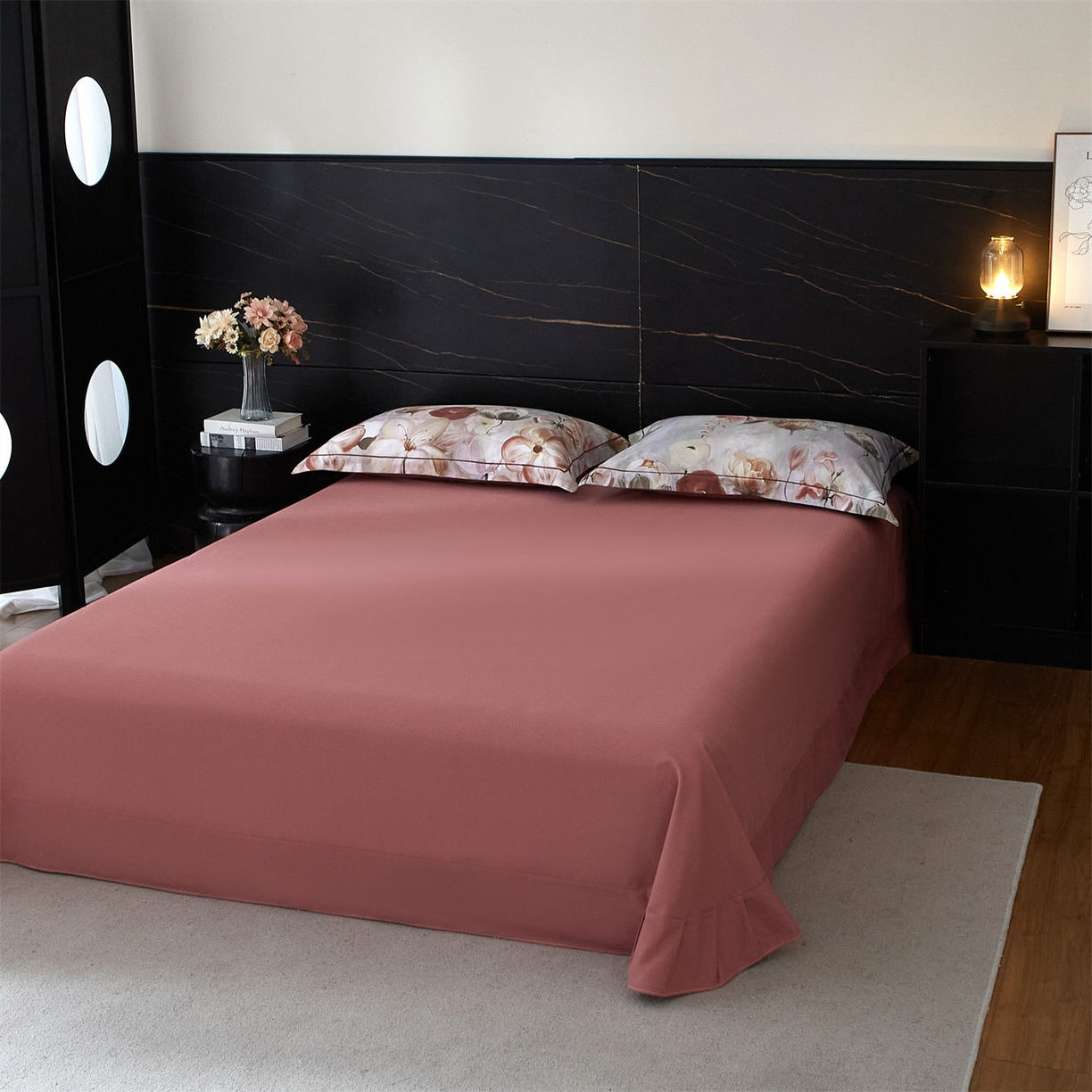 91家纺网 家纺一手货源 找家纺 （总1）曼秀琳2025秋冬新款全棉超柔数码印花磨毛四件套（32*21支） 鸢香-红