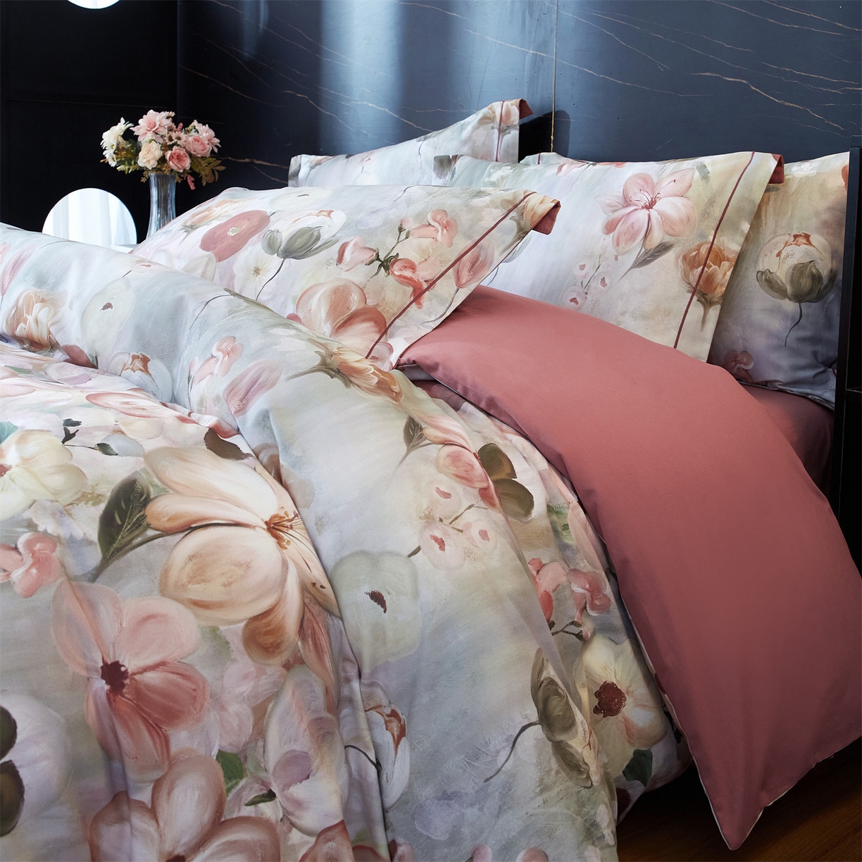 91家纺网 家纺一手货源 找家纺 （总1）曼秀琳2025秋冬新款全棉超柔数码印花磨毛四件套（32*21支） 鸢香-红