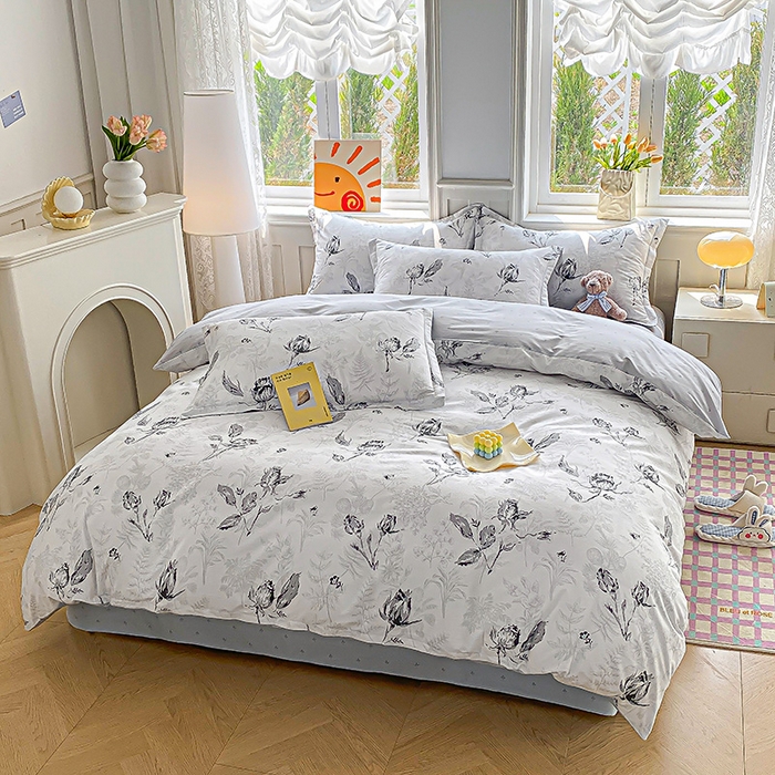 91家纺网 家纺一手货源 找家纺 禧安居 2025新款高支高密活性印染全棉印花四件套全棉四件套三件套被套（支持定制尺寸） 玫瑰夜语