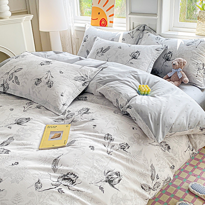 91家纺网 家纺一手货源 找家纺 禧安居 2025新款高支高密活性印染全棉印花四件套全棉四件套三件套被套（支持定制尺寸） 玫瑰夜语