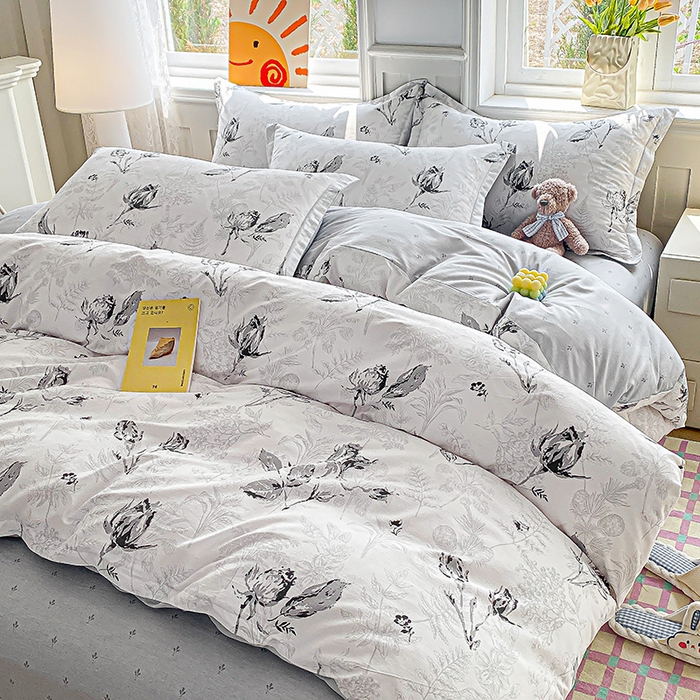 91家纺网 家纺一手货源 找家纺 禧安居 2025新款高支高密活性印染全棉印花四件套全棉四件套三件套被套（支持定制尺寸） 玫瑰夜语