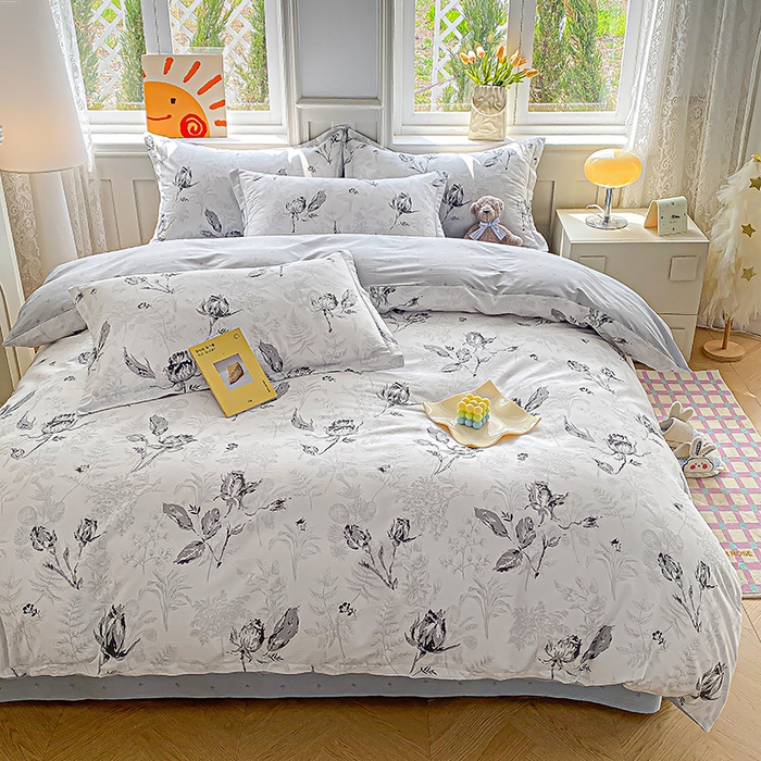 91家纺网 家纺一手货源 找家纺 禧安居 2025新款高支高密活性印染全棉印花四件套全棉四件套三件套被套（支持定制尺寸） 玫瑰夜语