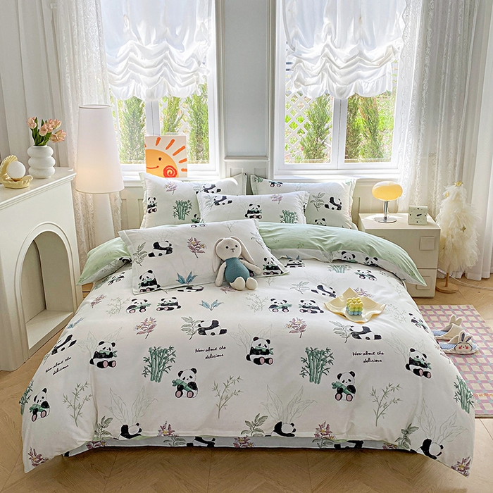 91家纺网 家纺一手货源 找家纺 禧安居 2025新款高支高密活性印染全棉印花四件套全棉四件套三件套被套（支持定制尺寸） 小胖球