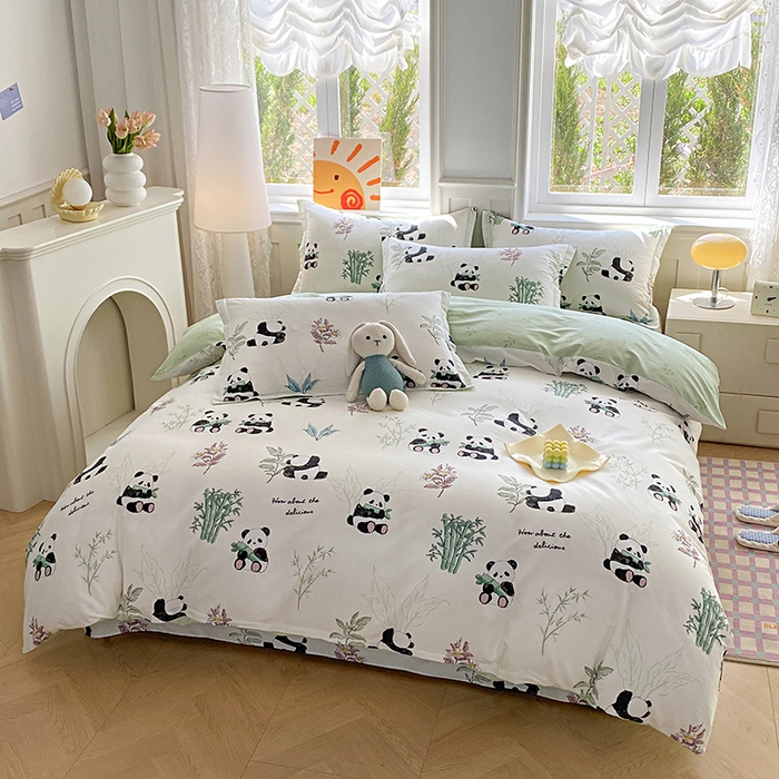 91家纺网 家纺一手货源 找家纺 禧安居 2025新款高支高密活性印染全棉印花四件套全棉四件套三件套被套（支持定制尺寸） 小胖球