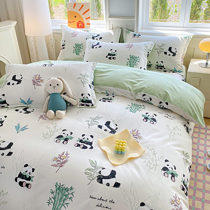 91家纺网 家纺一手货源 找家纺 禧安居 2025新款高支高密活性印染全棉印花四件套全棉四件套三件套被套（支持定制尺寸） 小胖球