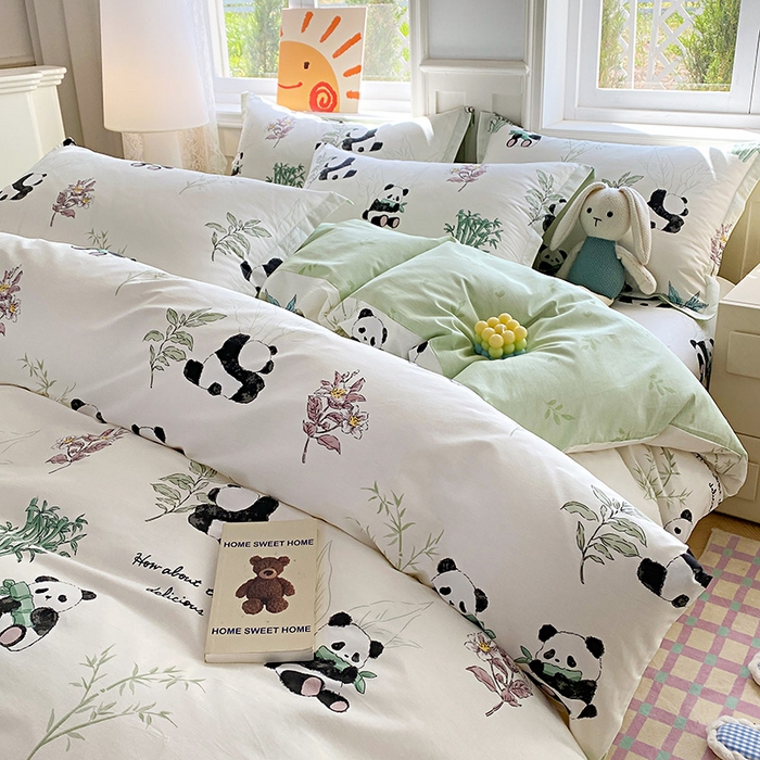 91家纺网 家纺一手货源 找家纺 禧安居 2025新款高支高密活性印染全棉印花四件套全棉四件套三件套被套（支持定制尺寸） 小胖球