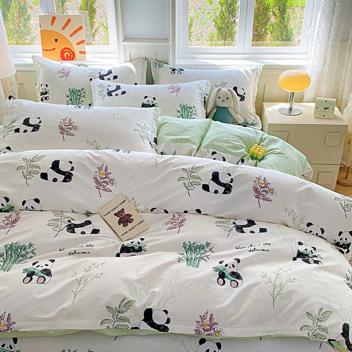 91家纺网 家纺一手货源 找家纺 禧安居 2025新款高支高密活性印染全棉印花四件套全棉四件套三件套被套（支持定制尺寸） 小胖球