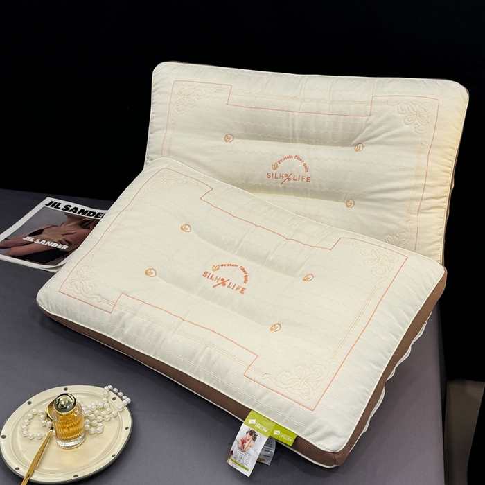 91家纺网 家纺一手货源 找家纺 圣之寐   2025新款silhlife透气定型低枕头枕芯 白色48*74中枕高度11厘米左右