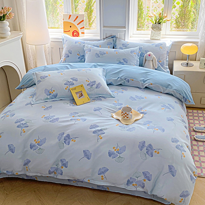 91家纺网 家纺一手货源 找家纺 禧安居 2025新款高支高密活性印染全棉印花四件套全棉四件套三件套被套（支持定制尺寸） 银杏叶