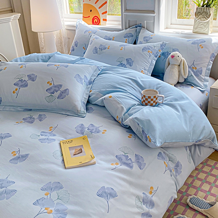 91家纺网 家纺一手货源 找家纺 禧安居 2025新款高支高密活性印染全棉印花四件套全棉四件套三件套被套（支持定制尺寸） 银杏叶