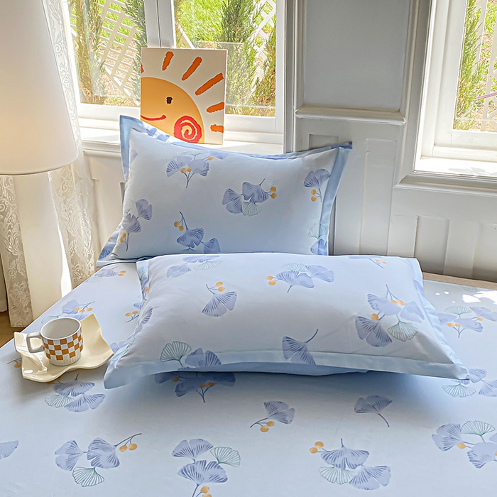 91家纺网 家纺一手货源 找家纺 禧安居 2025新款高支高密活性印染全棉印花四件套全棉四件套三件套被套（支持定制尺寸） 银杏叶