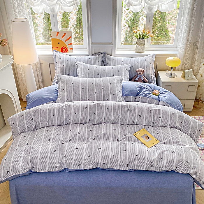 91家纺网 家纺一手货源 找家纺 禧安居 2025新款高支高密活性印染全棉印花四件套全棉四件套三件套被套（支持定制尺寸） 雨蝶