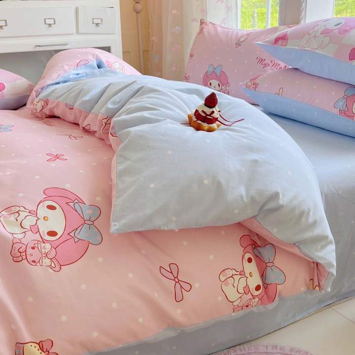 91家纺网 家纺一手货源 找家纺 桃子家居 2025新款三丽鸥正版授权卡通数码印花混搭纯棉印花系列四件套单品 棉三丽鸥-混搭魔法美乐蒂