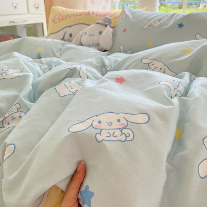 91家纺网 家纺一手货源 找家纺 桃子家居 2025新款三丽鸥正版授权卡通数码印花混搭纯棉印花系列四件套单品 棉三丽鸥-混搭星星玉桂狗