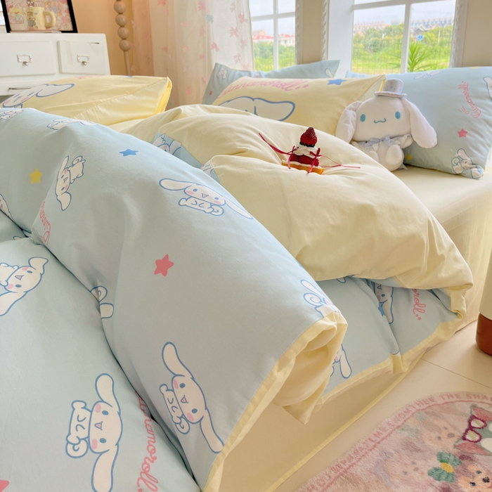 91家纺网 家纺一手货源 找家纺 桃子家居 2025新款三丽鸥正版授权卡通数码印花混搭纯棉印花系列四件套单品 棉三丽鸥-混搭星星玉桂狗