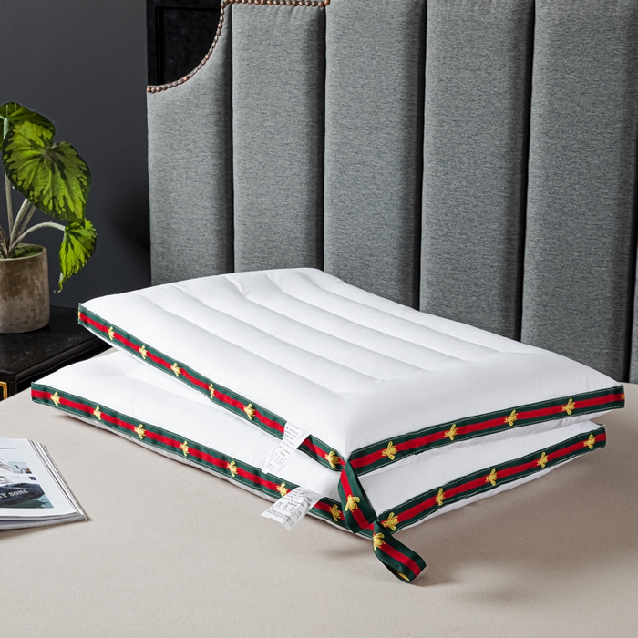 圣之寐   2025新款全棉中国风纤柔低度枕头枕芯 蜜蜂低枕白色48*74高度6厘米左右