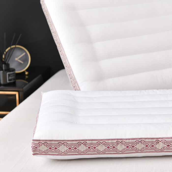 91家纺网 家纺一手货源 找家纺 圣之寐   2025新款全棉中国风纤柔低度枕头枕芯 中国风低枕-红48*74高度6厘米左右