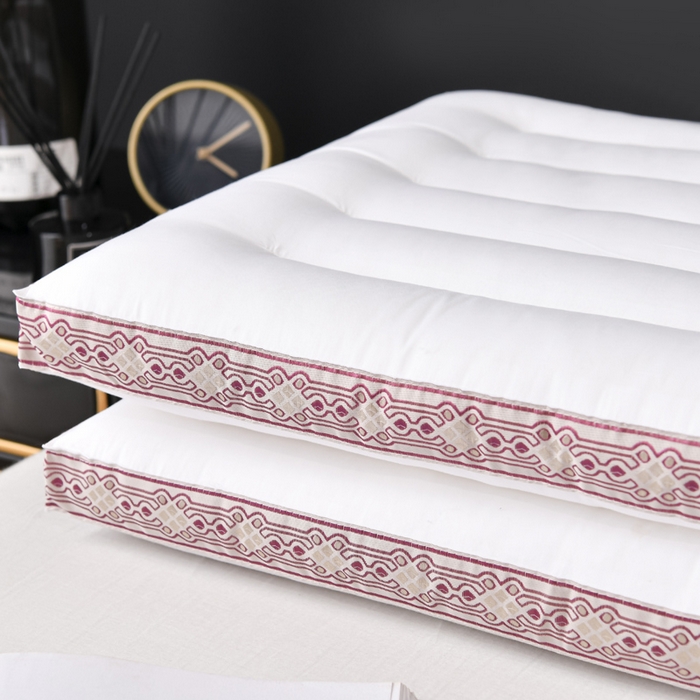 91家纺网 家纺一手货源 找家纺 圣之寐   2025新款全棉中国风纤柔低度枕头枕芯 中国风低枕-红48*74高度6厘米左右