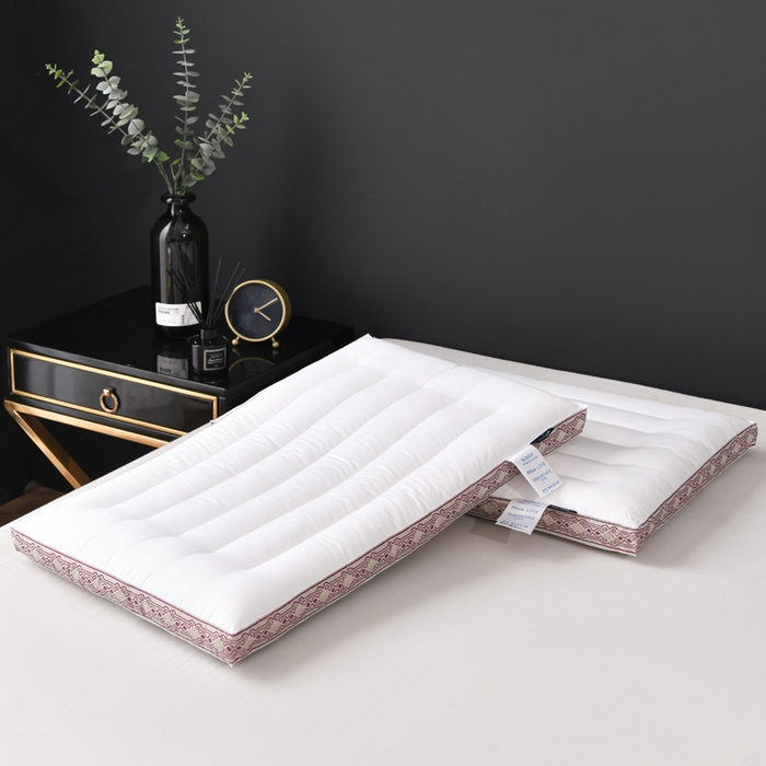 91家纺网 家纺一手货源 找家纺 圣之寐   2025新款全棉中国风纤柔低度枕头枕芯 中国风低枕-红48*74高度6厘米左右