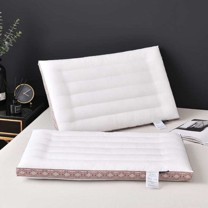 91家纺网 家纺一手货源 找家纺 圣之寐   2025新款全棉中国风纤柔低度枕头枕芯 中国风低枕-红48*74高度6厘米左右