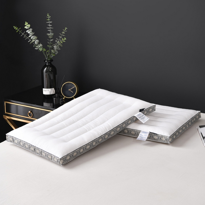 91家纺网 家纺一手货源 找家纺 圣之寐   2025新款全棉中国风纤柔低度枕头枕芯 中国风低枕-灰48*74高度6厘米左右