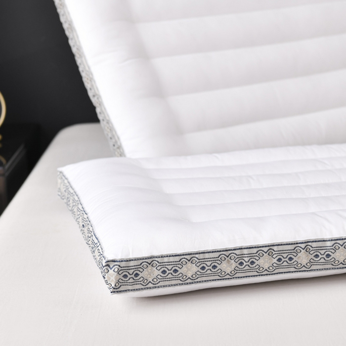 91家纺网 家纺一手货源 找家纺 圣之寐   2025新款全棉中国风纤柔低度枕头枕芯 中国风低枕-灰48*74高度6厘米左右