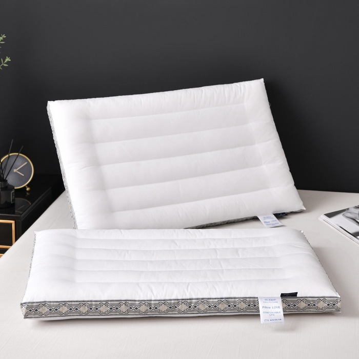 91家纺网 家纺一手货源 找家纺 圣之寐   2025新款全棉中国风纤柔低度枕头枕芯 中国风低枕-灰48*74高度6厘米左右