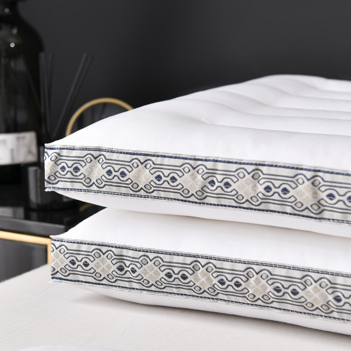 91家纺网 家纺一手货源 找家纺 圣之寐   2025新款全棉中国风纤柔低度枕头枕芯 中国风低枕-灰48*74高度6厘米左右