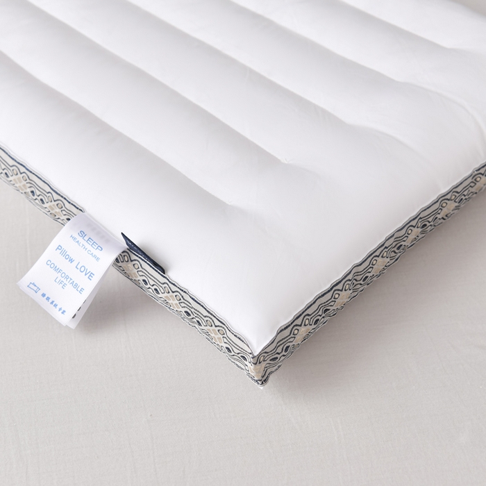 91家纺网 家纺一手货源 找家纺 圣之寐   2025新款全棉中国风纤柔低度枕头枕芯 中国风低枕-灰48*74高度6厘米左右